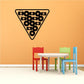 Billiard balls rack decal with numbered dark balls and triangle frame