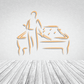 Billiard wall decal showing a standing player beside a pool table with balls