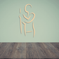Standing billiard player decal holding a cue stick, light outline on plain background