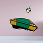 Green billiard table with yellow frame and overhead lamp decal icon