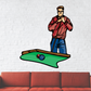 Thinking man billiard table illustration sticker with green felt and red shirt
