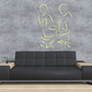 Billiard two-player wall decal with yellow line art player figures