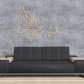Orange line-art billiard wall decal with two players and cue stick