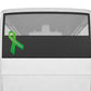 Green awareness ribbon vinyl sticker with white text, rectangular outline.