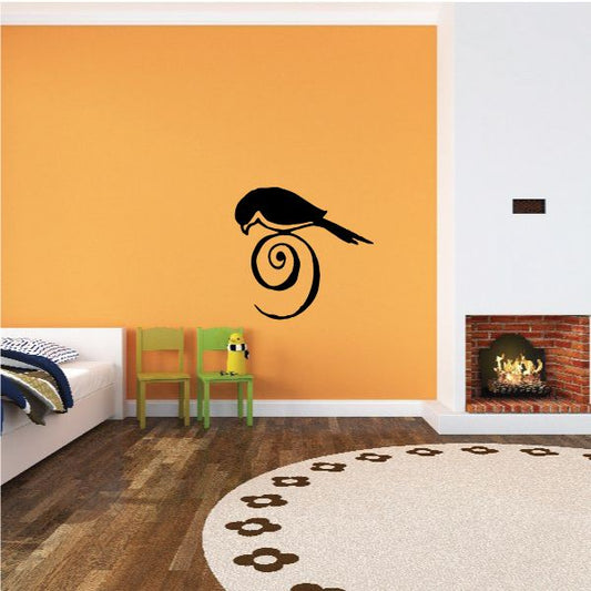 Image of Bird On Swirl Leaf Decal