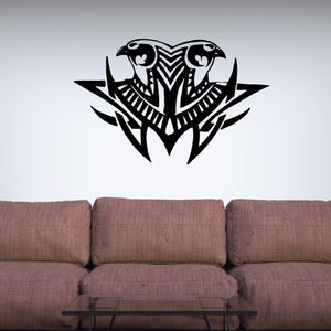 Black bird wall decal with tribal pattern, vinyl sticker