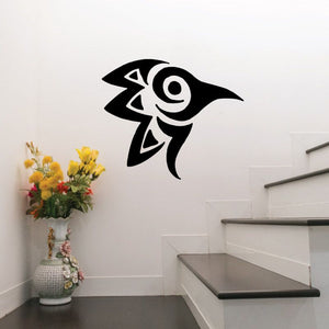 Bird wall vinyl decal, black silhouette with white accent face
