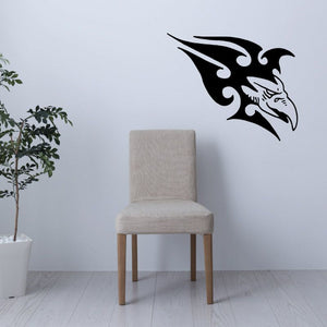 Black bird wall vinyl decal with ornate beak and wings
