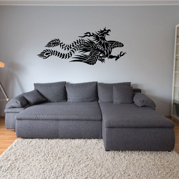 Bird wall decal, black ornate feathered creature silhouette