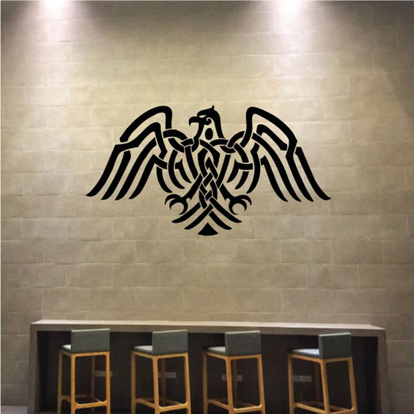 Bird wall decal with spread wings in black vinyl design