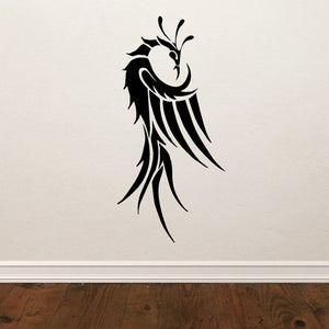 Bird vinyl wall decal in black and white, stylized roaring bird design