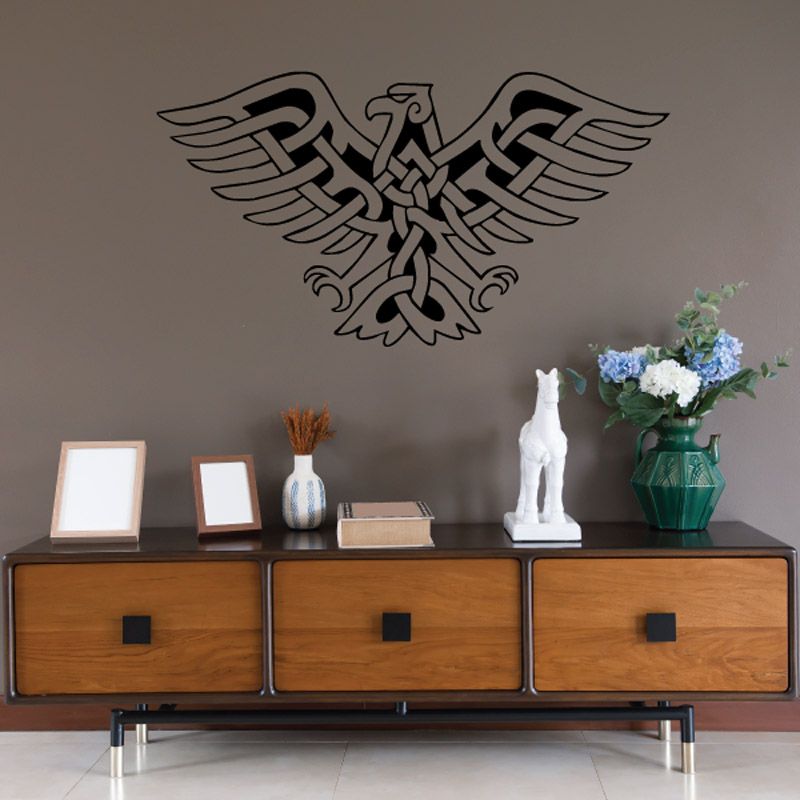 Bird wall decal, black stylized bird with wings spread