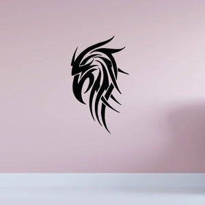 Black bird vinyl wall decal with detailed feathered head
