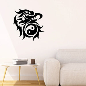 Bird wall decal vinyl sticker, black stylized bird silhouette with swirl lines