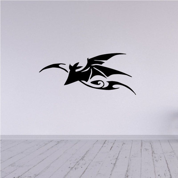 Black bird vinyl wall decal with swirly scroll accents
