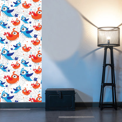 Vibrant bird wallpaper with a diverse array of colorful avian illustrations