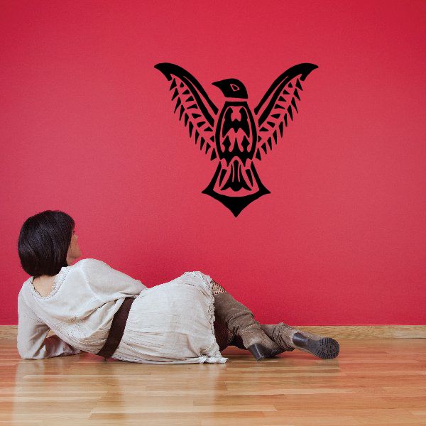 Bird wall decal, black and white stylized wings and body