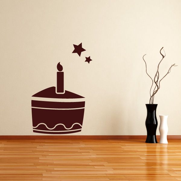 Image of Birthday Cake Slice and Stars Decal