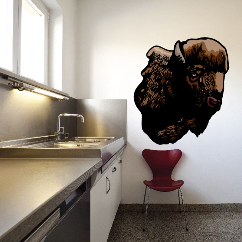 Image of Bison Buffalo Head Sticker