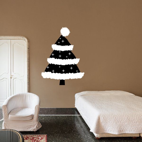 Image of Black and White Christmas Tree Sticker