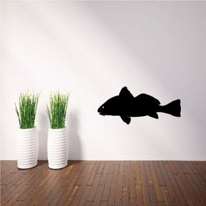 Black drum fish wall decal in solid black silhouette
