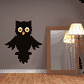 Black owl printed die cut decal with orange beak and big eyes
