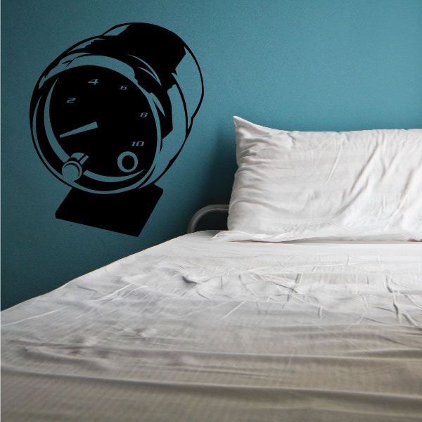 Black tachometer gauge wall decal, round dial with pointer graphics