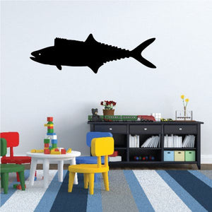 Tuna fish wall decal with black silhouette, fins and tail spread