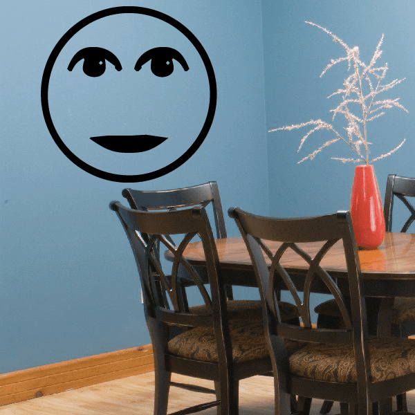Moon face decal with black outline and smiling face