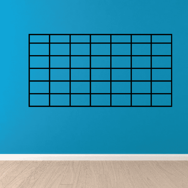 Blank calendar wall decal with empty grid boxes and thick black border lines