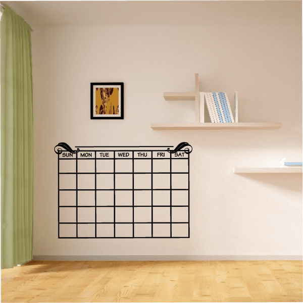 Blank monthly calendar wall decal with grid and weekday headers