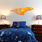 Blaze flapping eagle sticker, orange bird in flight with flame-like details