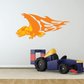 Flame eagle wing sticker with orange and yellow bird design