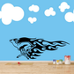 Antelope wall decal with black outline and blue flame swirls