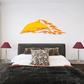 Orange blazing dolphin sticker with flame-like splash design