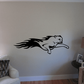 Cougar fire decal, black cougar leaping with flame streaks