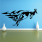 Black kangaroo fire wall decal with flame details