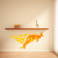 Blazing fire kangaroo wall sticker with orange flame graphic