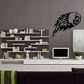 Black cougar head wall decal with flame accents