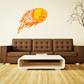 Orange cougar head graphic wall sticker with flame-style mane
