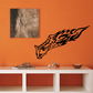 Leopard head flame-style wall decal with black and orange details