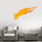 Flaming leopard head sticker with orange and yellow fire-like details