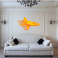 Orange and yellow blazing shark wall sticker with flame-like fins and tail.