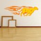 Running cougar decal sticker with orange flame trail, yellow cat silhouette
