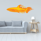 Shark decal with orange and yellow flame design for wall art