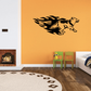 Black timber wolf decal with flame accents