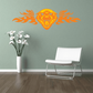Wild cat flame head sticker, orange and yellow with roaring mouth
