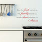 Wall decal with quote text: Bless the food, family, love between us, Amen.