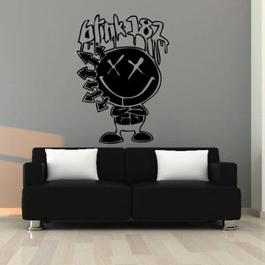 Blink 182 Guy decal, black graffiti-style cartoon face with smile and spikes