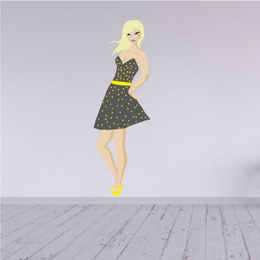 Image of Blonde in Polka Dot Dress Sticker